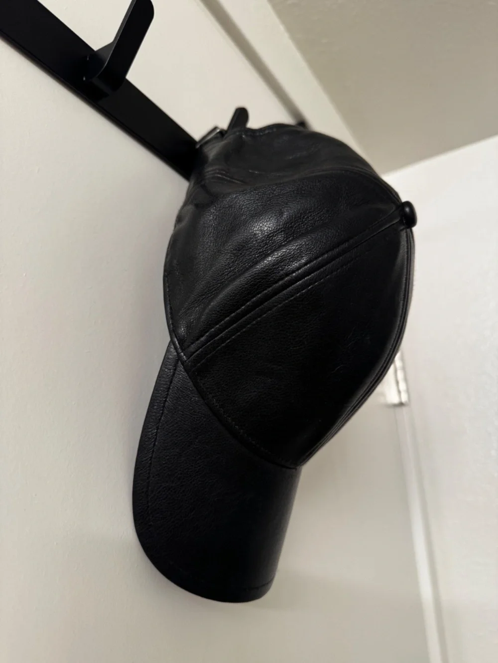 Abercrombie and Fitch Women's Black Leather Baseball Hat